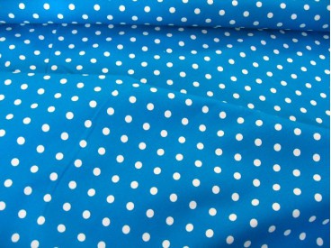 Middel stip katoen  Aqua/wit 8203