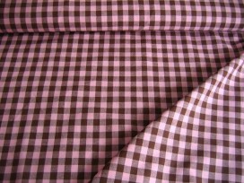 Boerenbont ruit Bruin/roze 10 x 10 mm stuk van 75cm