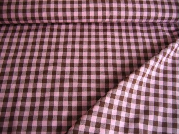 Boerenbont ruit Bruin/roze 10 x 10 mm stuk van 75cm