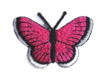 Een opstrijkbare vlinder applicatie van 5 x 3.5 cm. Pink