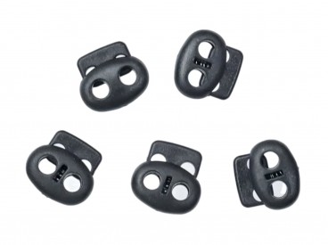 Koordstopper 2 gaats klein zwart  18 x 16 mm