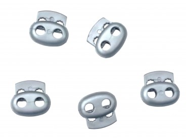 Koordstopper 2 gaats klein  Zilvergrijs   18 x 16 mm