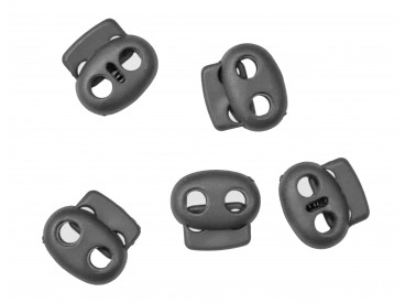 Koordstopper 2 gaats klein   Donker grijs   18 x 16 mm