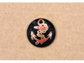 Ankerknoop Zwart op steeltje met rood/goud  anker  12mm  ak117