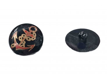 Ankerknoop Zwart op steeltje met rood/goud  anker  12mm  ak117