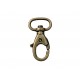 Musketonhaak met afgeronde hoeken. Bronskleurige draaibare haak.. De binnenkant is 16 mm breed. De totale grootte is 21 x 38 mm.