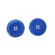 Grote knoop 4 gaats. Blauw. Doorsnee: 38 mm. Ronde kunststof knoop met een vierkante groef, met afgeronde hoeken.