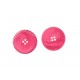 Grote knoop 4 gaats pink. Iets gemeleerd Doorsnee: 38 mm Ronde kunststof knoop met een vierkante groef, met afgeronde hoeken.