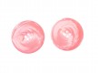 Grote knoop 4 gaats  roze, Iets gemeleerd. Doorsnee: 44 mm Ronde kunststof knoop met een vierkante groef, met afgeronde hoeken.