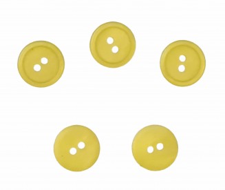 Knoop 2 gaats met opstaand randje.  Geel. Kunststof. Doorsnee 13 mm