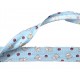 Biaisband lichtblauw met stipjes en met beer en aardbei  1635