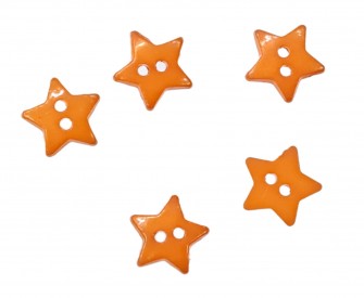 Stervormig knoopje. Oranje. 2 gaats kunststof. 13 mm doorsnee