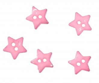 Stervormig knoopje. Roze. 2 gaats kunststof. 16 mm doorsnee