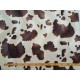 Een bontachtige velboa bruine koeien print. Naar 2 kanten, in golf, geschoren. Voor kleding, decoratie. 100%pes 1.60 mtr.br.