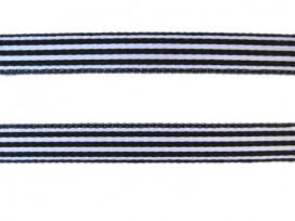 Gestreept sierlint zwart wit. 9 mm breed. 100 % pes.