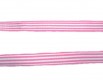 Roze/wit gestreept sierlint van 9 mm. breed.