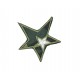 Een opstrijkbare legerapplicatie met een doorsnee van 6 cm. Legergroen met groen randje en witte ster