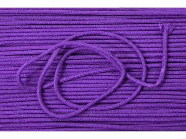 Koord paars  Met een ziel in dezelfde kleur  Doorsnee circa 3,5 mm  Katoen