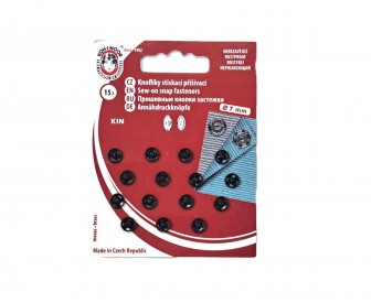 Drukknoop zwart  15 stuks per kaartje  7 mm doorsnee