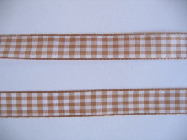 Boerenbont lint Zand/wit geruit 15mm breed