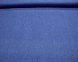 Soepele gewassen blauwe jeans, maar geen blouse kwaliteit, net iets dikker. 100% katoen. 1.50 mtr.br.