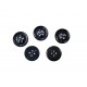 Mantelknoop 4 gaats met opstaande rand  Zwart met een dun streepje  Kunststof  Doorsnee: 22 mm