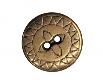 Metaal knoop goud bewerkt 20mm.