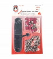 Pink kleurige inslagdrukkers. 15 stuks met een doorsnee van 10.5 mm. 