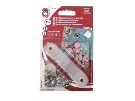 Roze inslagdrukkers. 15 stuks met een doorsnee van 10.5 mm.