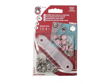 Roze inslagdrukkers. 15 stuks met een doorsnee van 10.5 mm.