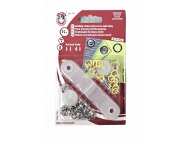 Babydrukkers. Gele inslag drukknoop met werktuig. Een open rondje. Doorsnee 9.7 mm. 15 stuks per pakje 