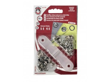 Babydrukkers. Zilverkleurige inslag drukknopen met werktuig. Een open rondje. 15 stuks per pakje Let op: 1 maat groter 11 mm. 