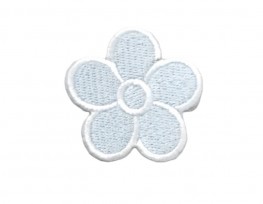 Bloem  applicatie ijsblauw met een met een wit randje groot