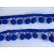 Sierband met pompom bolletjes Kobalt