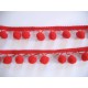 Sierband met pompom bolletjes Rood