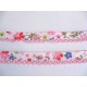 Biaisband met roze ruche Wit met multicolor bloem 44