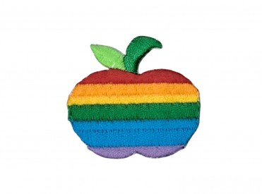 Regenboog applicatie Appel  Een opstrijkbare applicatie van 4 x 4 cm.