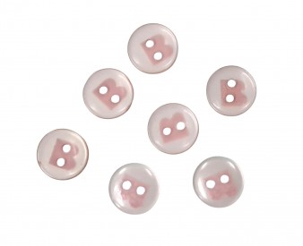 Bizzkids & Roos kunststof knoop  Roze. iets doorschijnend  2 gaats  Doorsnee ongeveer 10 mm