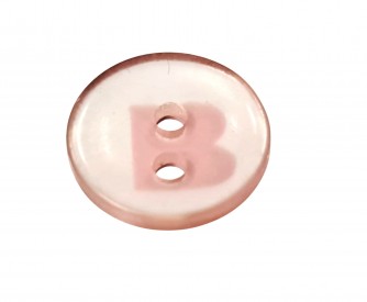 Bizzkids & Roos kunststof knoop  Roze. iets doorschijnend  2 gaats  Doorsnee ongeveer 10 mm