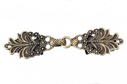 Vestsluiting oudbrons met stevige knijpers  Fantasie  Metaal  Afmetingen:  ongeveer 72 x 17 mm