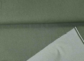 Kakigroene stretchjeans. 48% katoen, 48% polyester,  4% elastan  1,40 mtr breed  280 gram p/m2