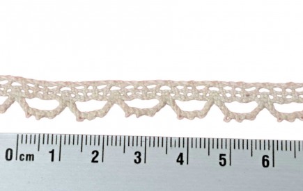 Katoen kant Creme lijkt gehaakt  10 mm breed