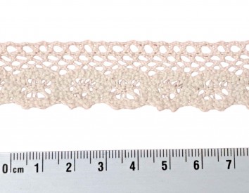 Katoen kant Creme lijkt gehaakt  20 mm breed