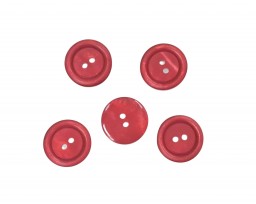 Kunststof knoop 2 gaats  Rood  Doorsnee ongeveer 18 mm