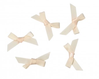 Een opnaaibaar strikje creme  Ongeveer 35 x 16 mm  Deze strikjes worden per stuk verkocht