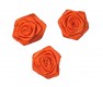 Corsage. Een oranje opnaaibare roos applicatie  Doorsnee ongeveer 30 mm  Deze roosapplicaties worden per stuk verkocht