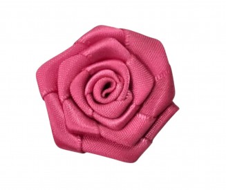 Corsage. Een fuchsia opnaaibare roos applicatie  Doorsnee ongeveer 30 mm  Deze roosapplicaties worden per stuk verkocht