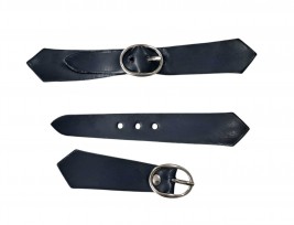 Marine leren riempje in puntvorm 14x2 cm.  Kunstleer