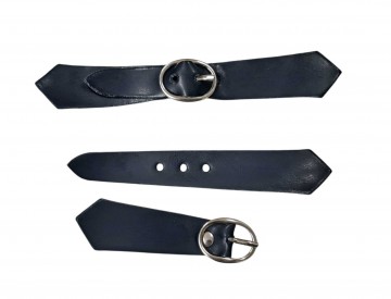 Marine leren riempje in puntvorm 14x2 cm.  Kunstleer