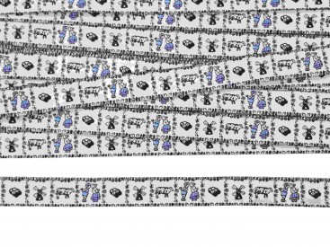 Delftsblauw sierband. Met het zelfde motief als de Delfts blauw 1. stof  15 mm breed.  De prijs is per meter en "1" staat voor 1